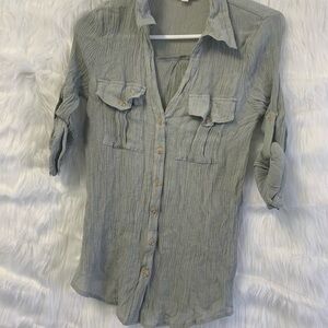 2 for $25 Sweet Wanderer Gray Textured Blouse